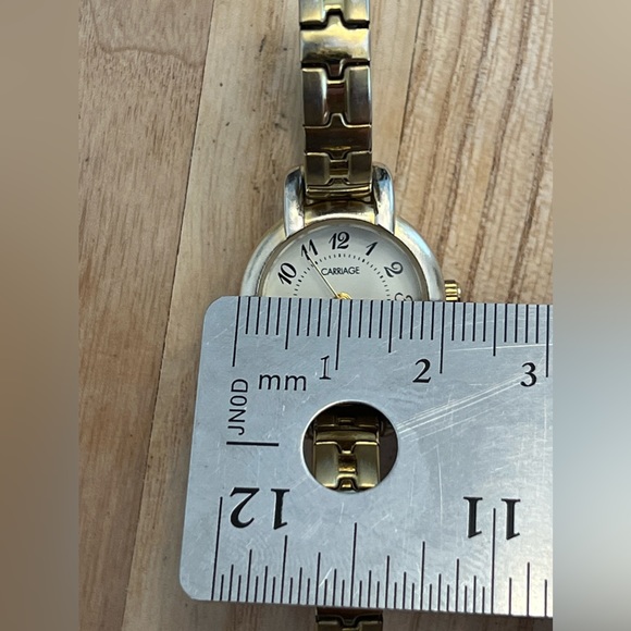 Carriage Ladies Watch Indiglo White Dial Two Tone Stretch Stainless Bracelet - Picture 8 of 8